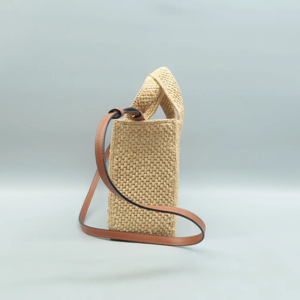 100% Authentic LOEWE Beige Straw Satchel 1318-082624 - Picture 3 of 12